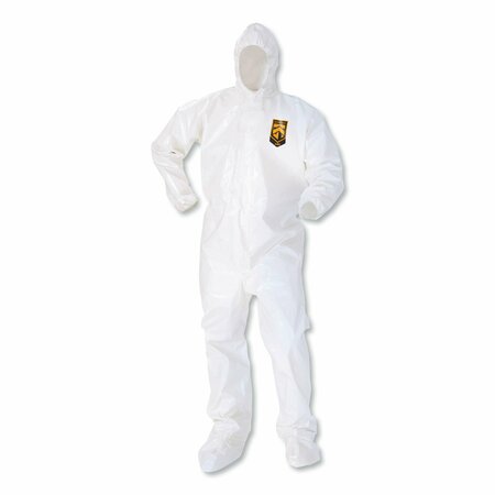 KLEENGUARD A80 Elastic-Cuff Hood and Boot Coveralls, Large, White, 12PK 45663